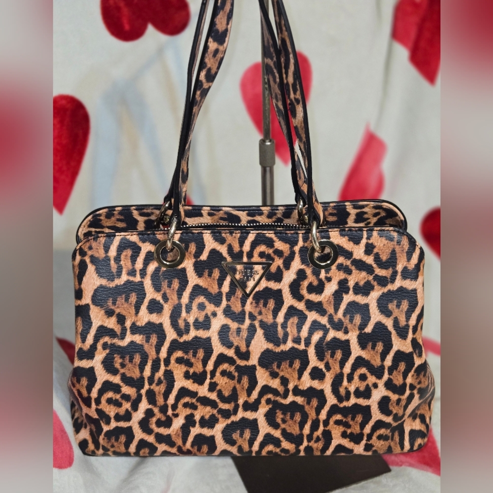 GUESS Leopard Print Shoulder Bag